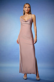 Hazada Backless Metal Diamond Maxi Dress